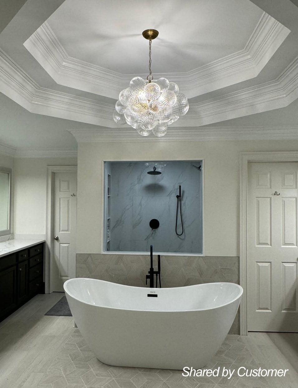 Moderne Glazen Kroonluchter met Geribbelde Bollen voor Eetkamer & Woonkamer | Restfield