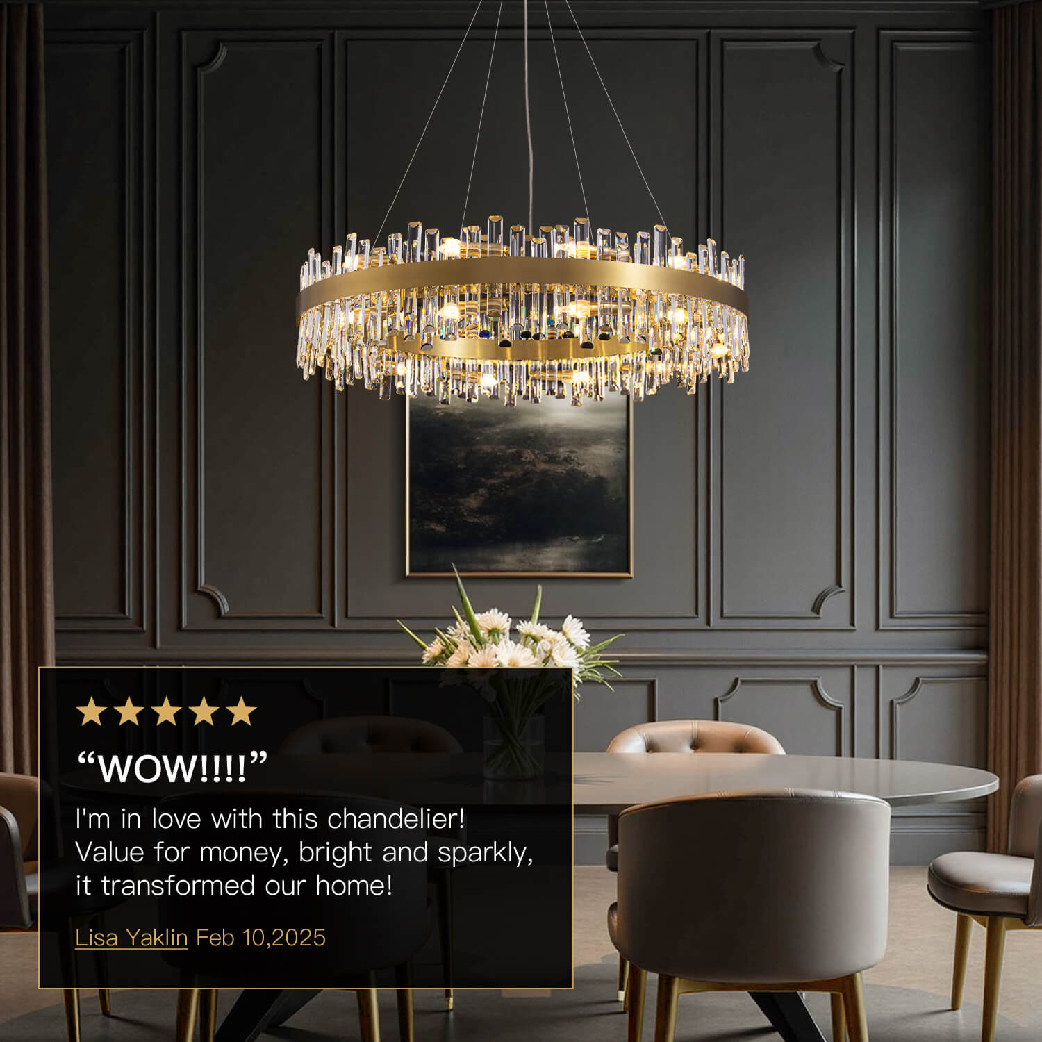 Kristallen Kroonluchter Rond Goud K9 Crystal 12-20 Lichts Luxe Plafondlamp | Restfield