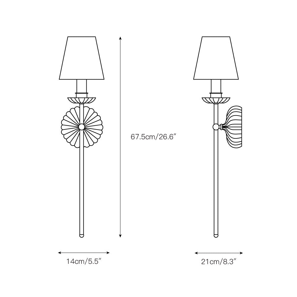 Luxe dubbele wandlamp met stoffen kap en antiek goud bladgoud afwerking voor hal en woonkamer | Restfield