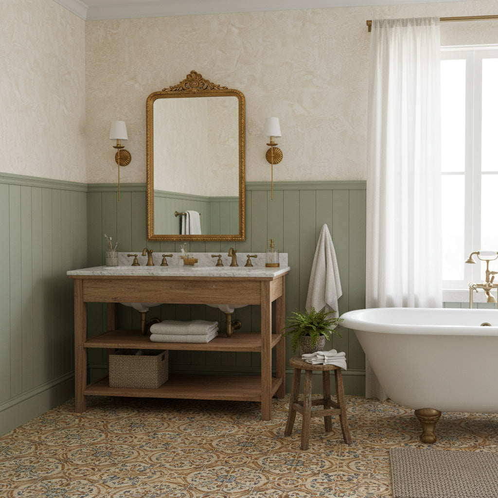 Luxe dubbele wandlamp met stoffen kap en antiek goud bladgoud afwerking voor hal en woonkamer | Restfield