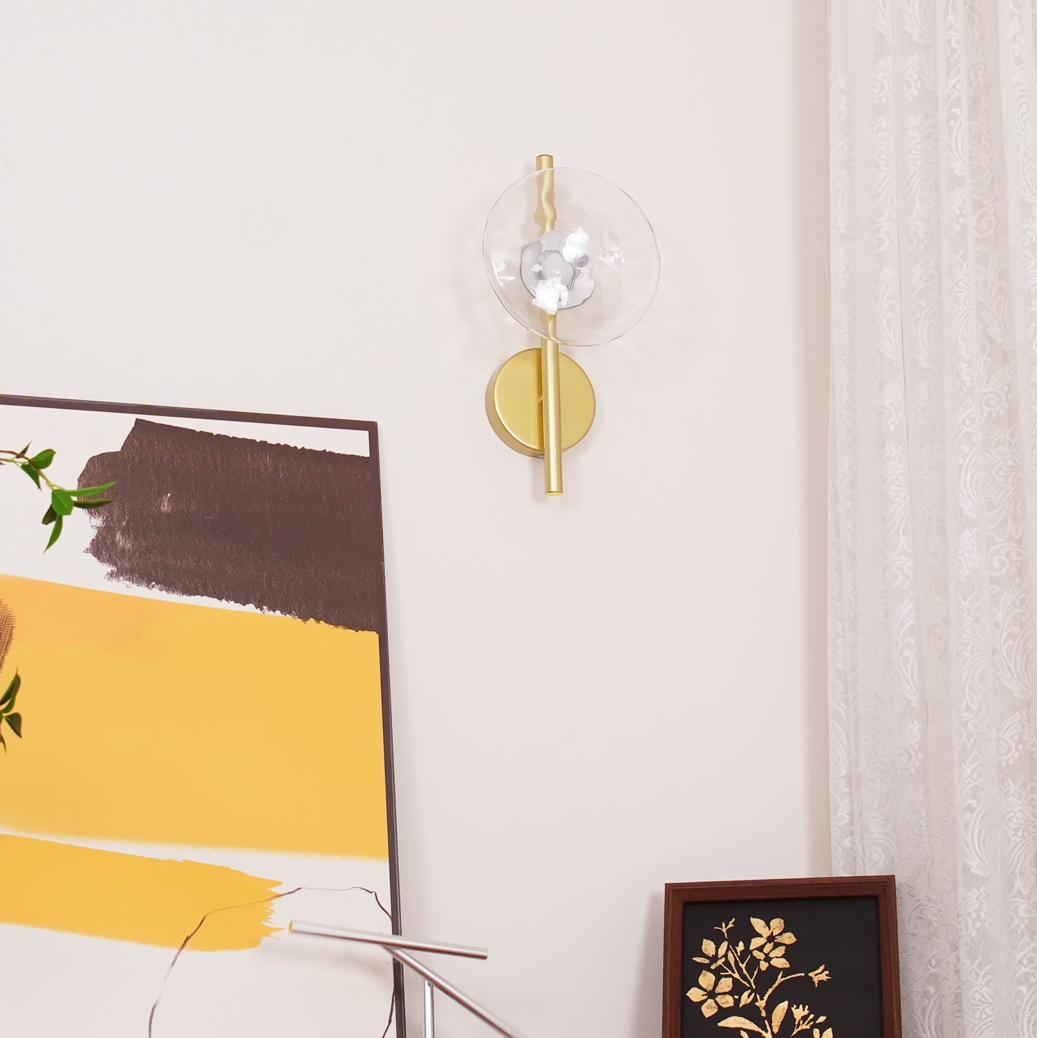 Wandlamp Glas Rond Scandinavisch LED 5W Zwart Goud 20cm Design | Restfield