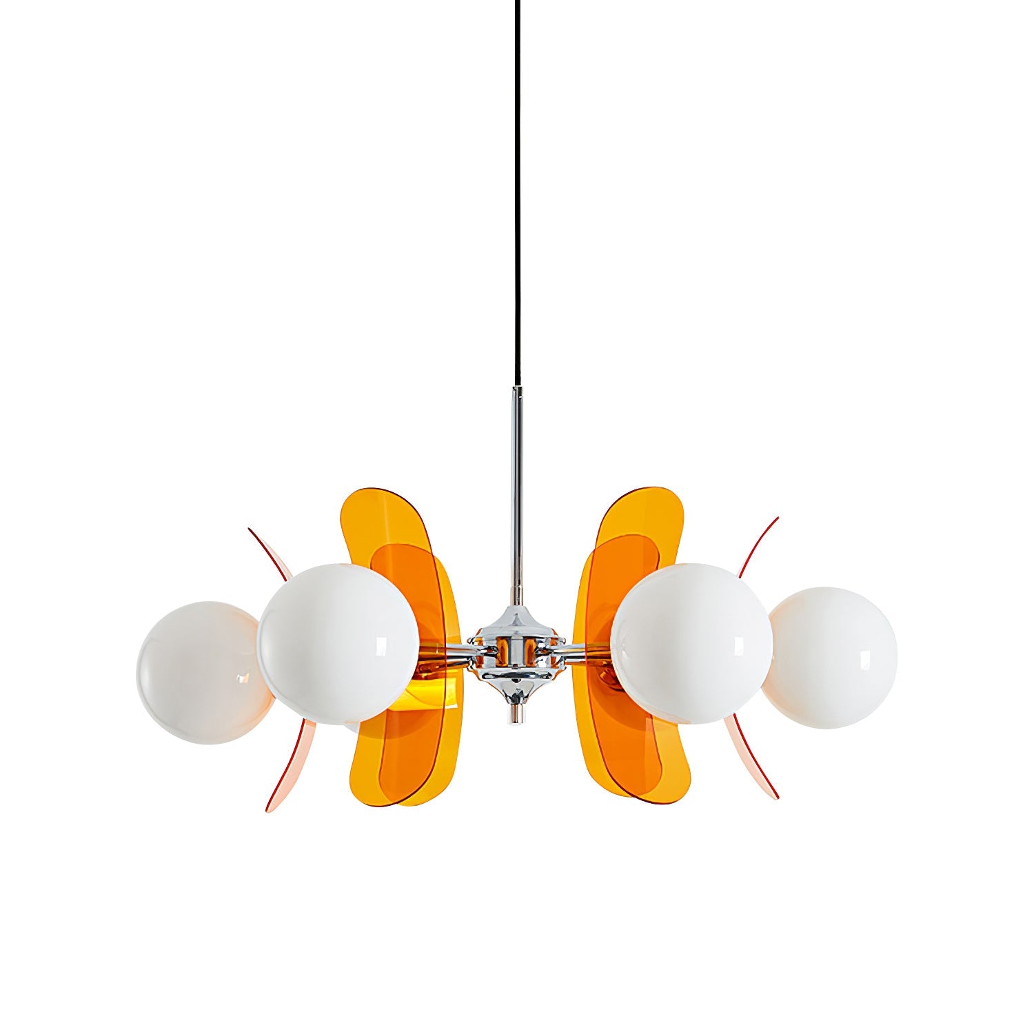 Moderne Sputnik Kroonluchter met Gekleurde Acryl Elementen en Witte Glazen Bollen – Design Hanglamp Meerdere Lichtpunten | Restfield