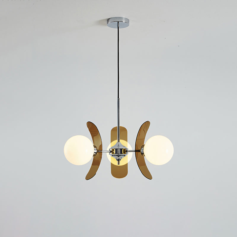 Moderne Sputnik Kroonluchter met Gekleurde Acryl Elementen en Witte Glazen Bollen – Design Hanglamp Meerdere Lichtpunten | Restfield