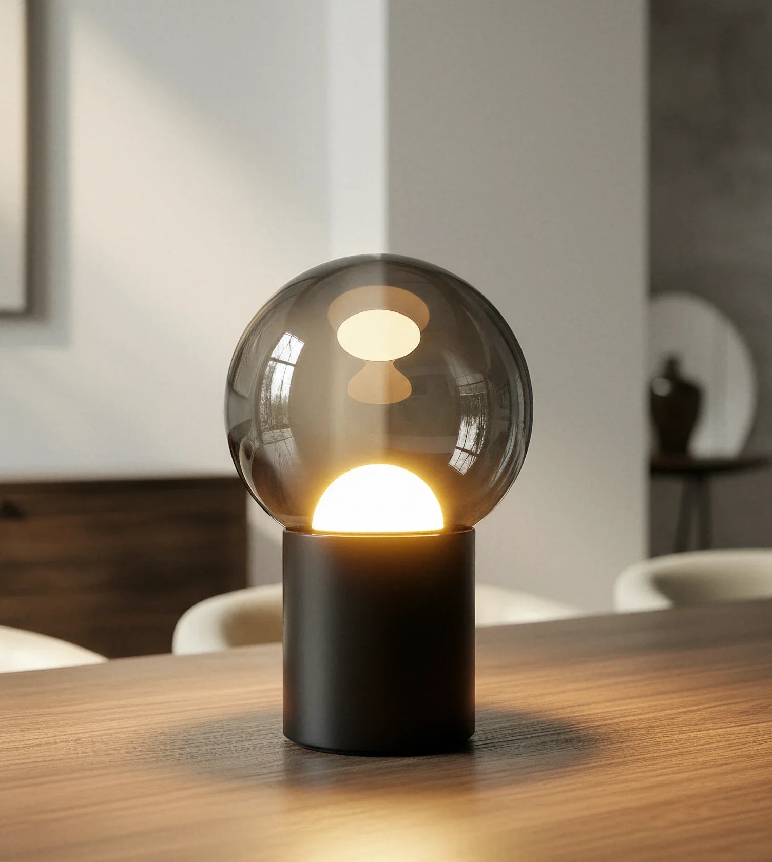 Draadloze Tafellamp LED Oplaadbaar Touch Dimbaar Glasdesign Schwarz Chrom 20cm | Restfield