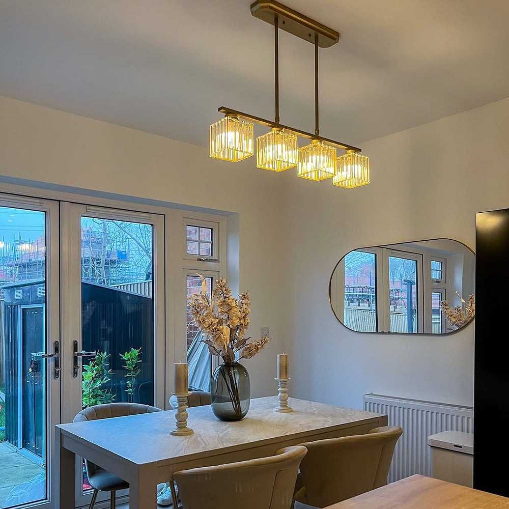 Hanglamp Eettafel Glas Zwart Goud 3 Of 4 Lichts E27 Modern | Restfield