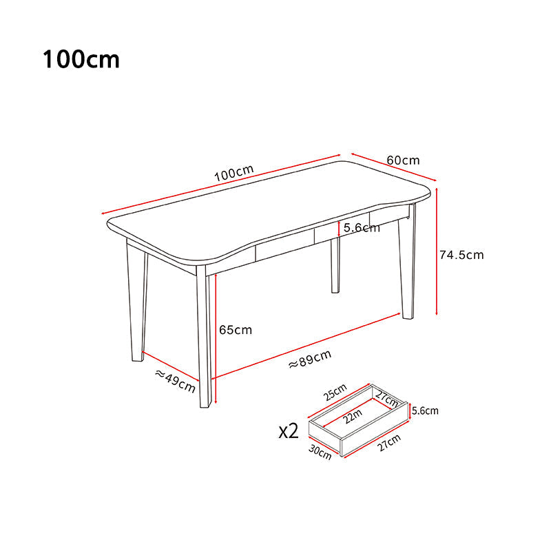 Massief Walnoot Bureau van Rubberhout met 2 Lades – Compact Studie en Thuiswerk Bureau 100 of 120 cm | Restfield