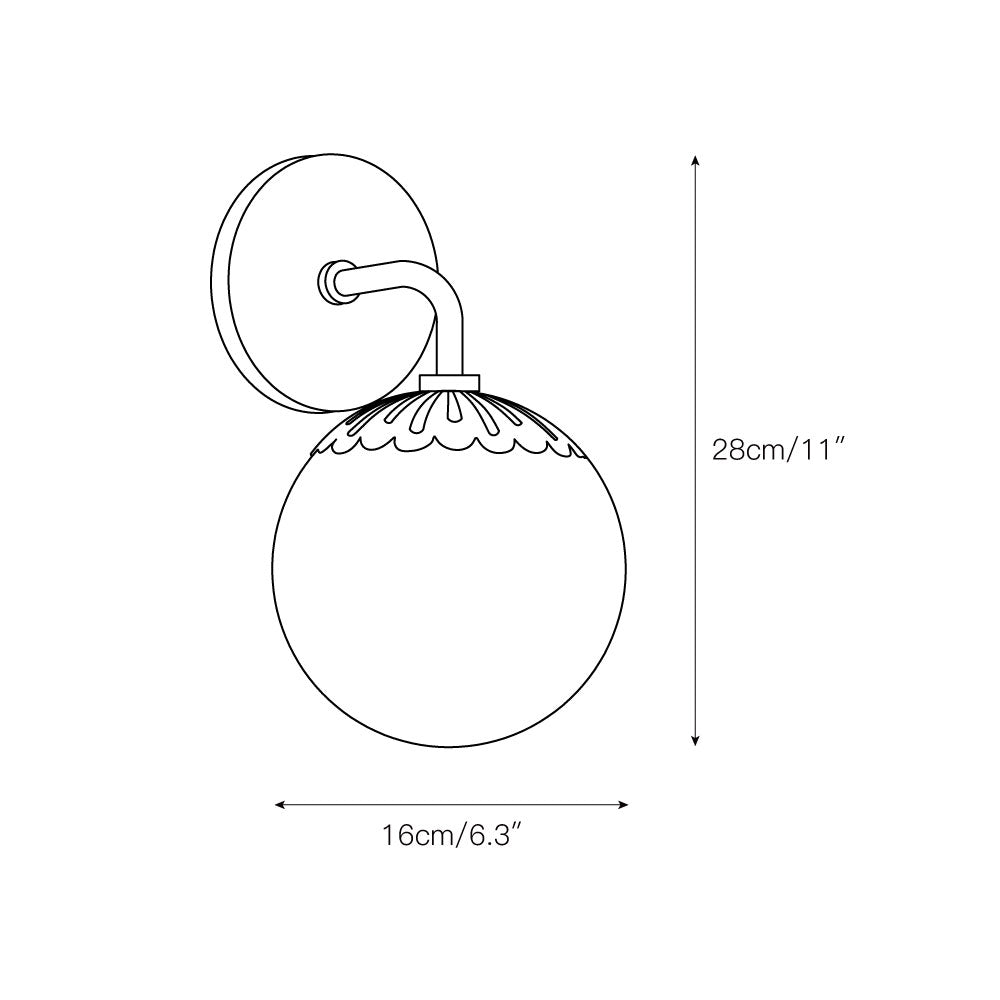 Art Deco Wandlamp met Bloemkap en Glazen Bol – Design Wandverlichting in Messing, Zwart of Nikkel voor Woonkamer en Badkamer | Restfield