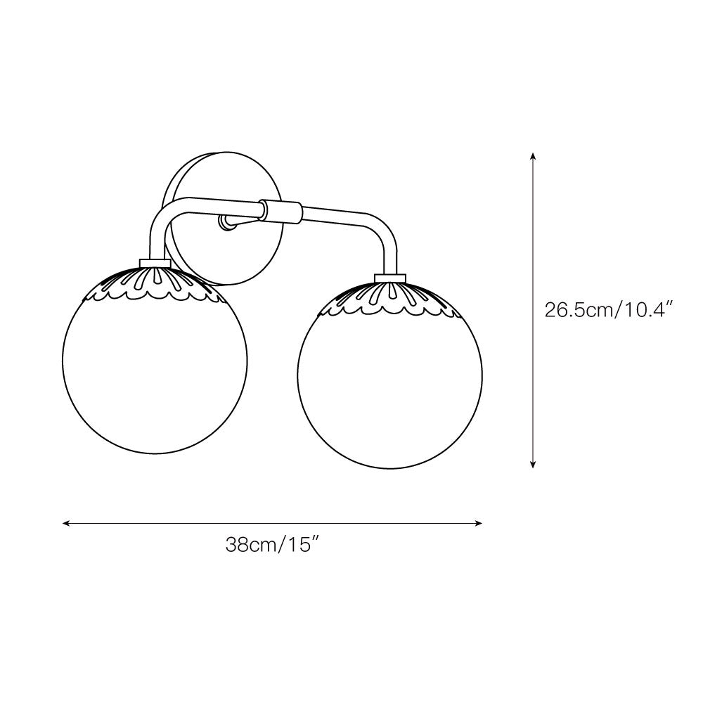 Art Deco Wandlamp met Bloemkap en Glazen Bol – Design Wandverlichting in Messing, Zwart of Nikkel voor Woonkamer en Badkamer | Restfield