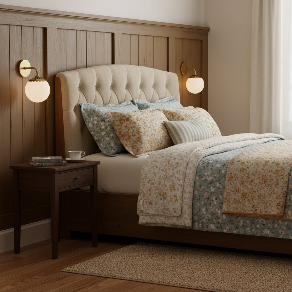 Art Deco Wandlamp met Bloemkap en Glazen Bol – Design Wandverlichting in Messing, Zwart of Nikkel voor Woonkamer en Badkamer | Restfield