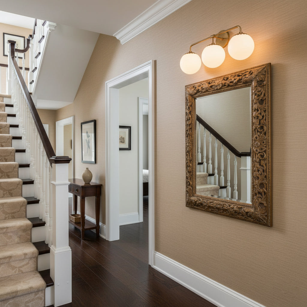 Art Deco Wandlamp met Bloemkap en Glazen Bol – Design Wandverlichting in Messing, Zwart of Nikkel voor Woonkamer en Badkamer | Restfield