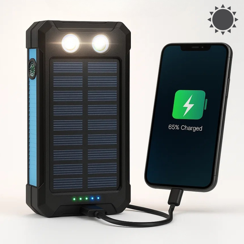 Zonnepaneel Powerbank Met 500.000mAh Capaciteit, Dubbele USB Poorten En Waterdichte Behuizing Voor Outdoor En Noodstroom | Restfield