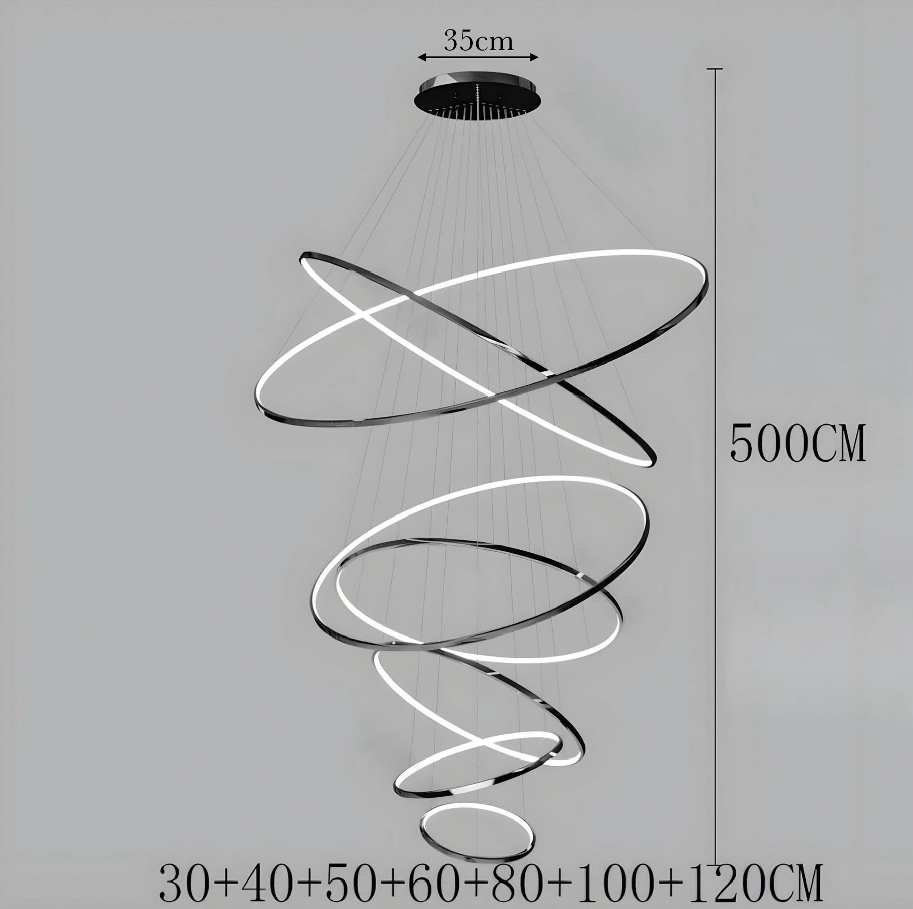 LED Kroonluchter Ringen Dimbaar RVS Goud Of Zwart 3 Tot 8 Elementen | Restfield