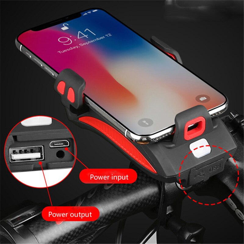 Fietslamp Telefoonhouder Powerbank 4000mAh 400 Lumen Met Claxon | Restfield
