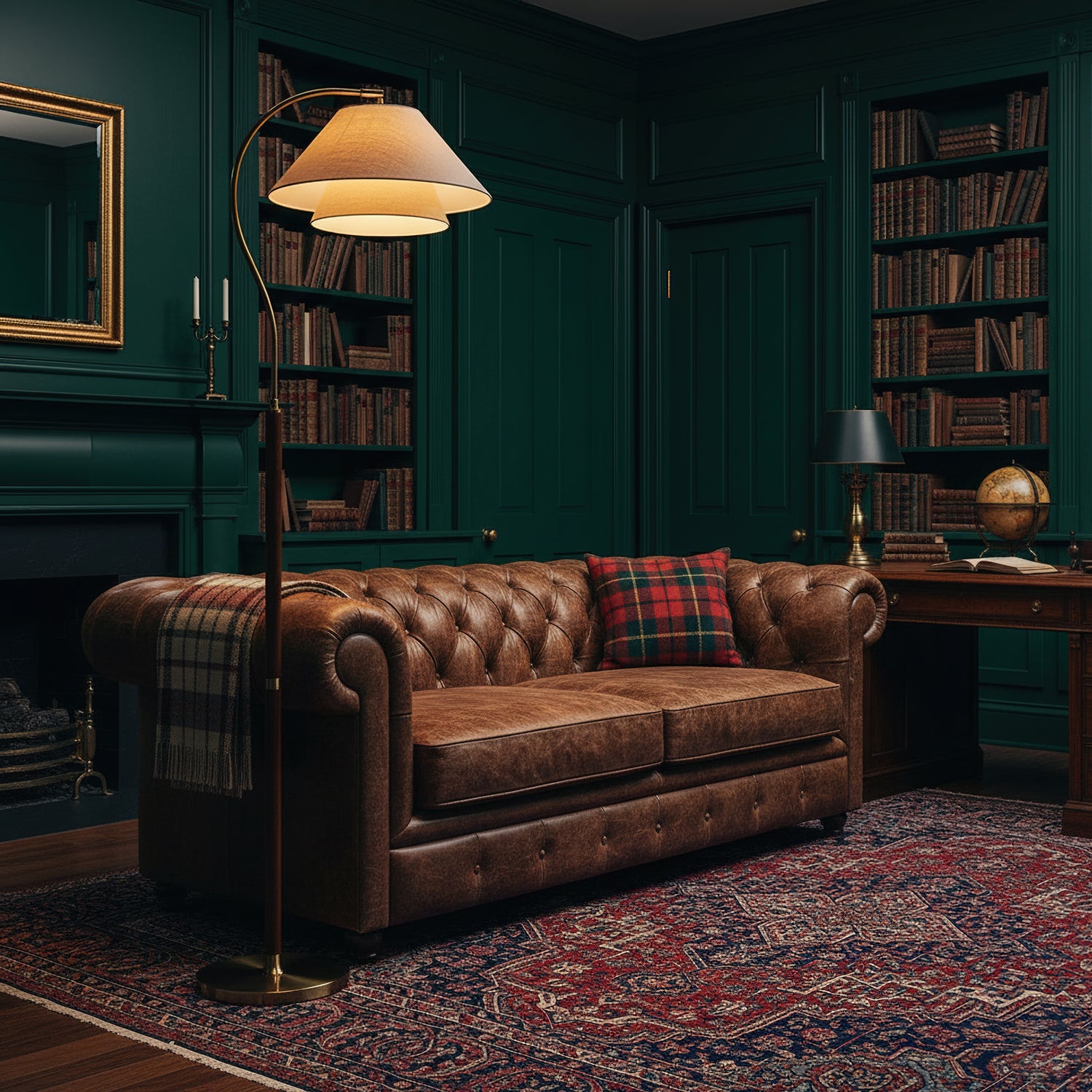 Luxe Vloerlamp met Dubbele Stoffen Kap en Houten Details – 155 cm Hoog Design Statement | Restfield