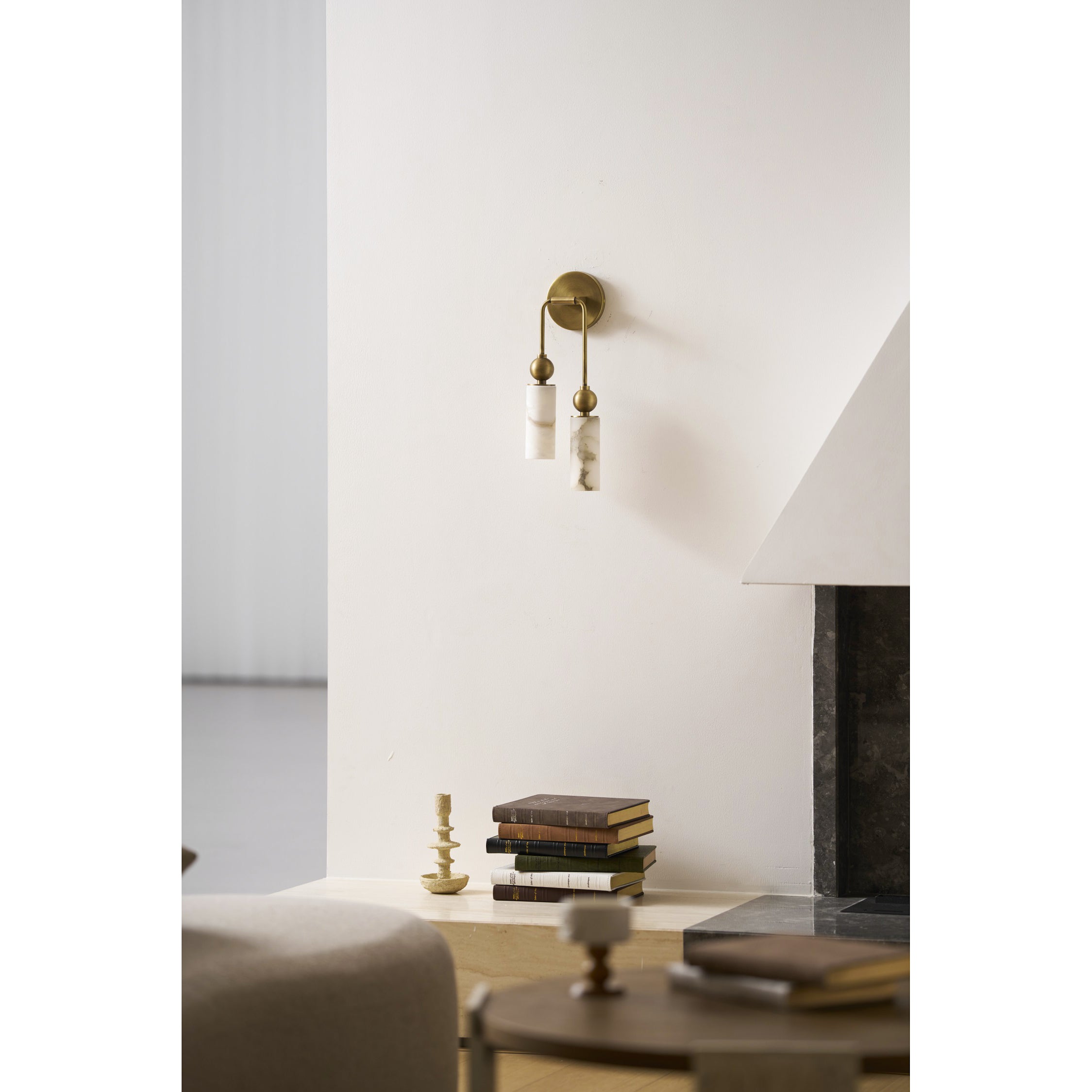 Vintage Wandlamp met Vogel in Messing en Alabaster – Design Wandlamp voor Slaapkamer, Hal en Woonkamer met E14 Fitting | Restfield