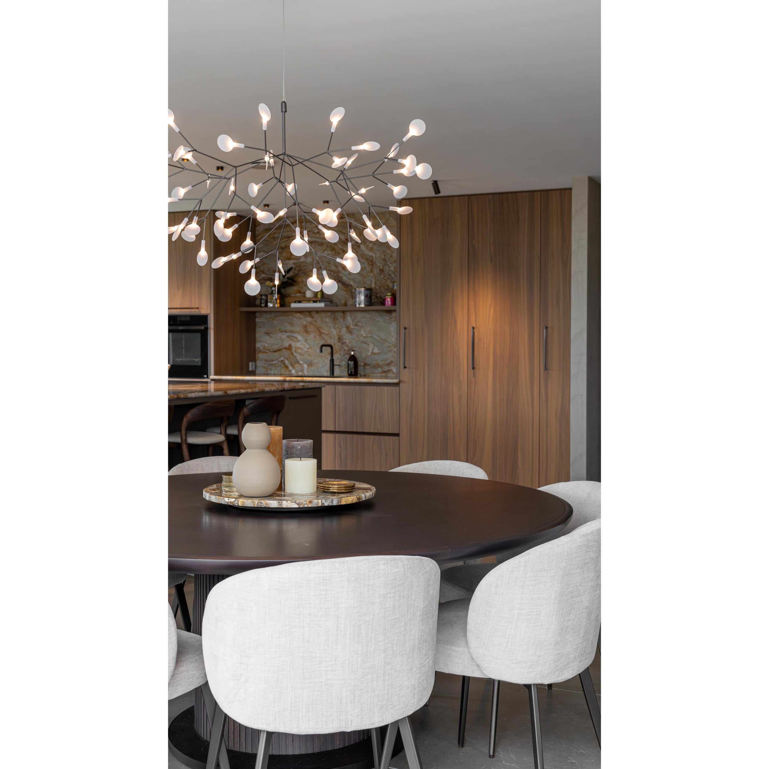 Design Heracleum Kroonluchter met LED Bladeren – Moderne Organische Hanglamp met 30 tot 108 Lichtpunten in Zwart of Roségoud | Restfield