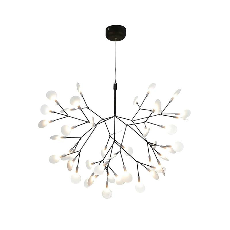 Design Heracleum Kroonluchter met LED Bladeren – Moderne Organische Hanglamp met 30 tot 108 Lichtpunten in Zwart of Roségoud | Restfield