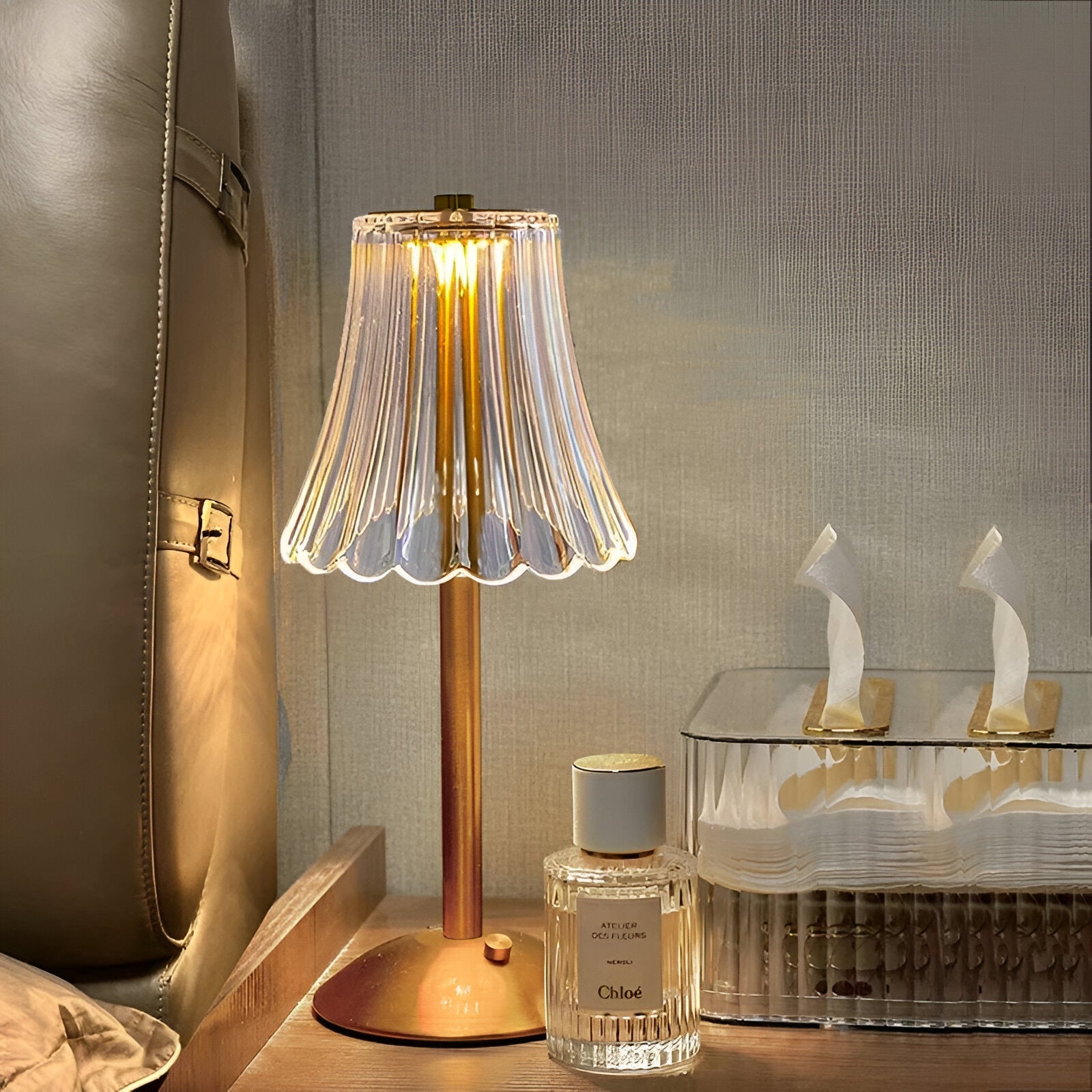 Draadloze Vintage Tafellamp met Glas – Oplaadbare Sfeerverlichting voor Woonkamer & Slaapkamer | Restfield