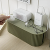 Kabel Opbergbox Met Deksel Geribbeld Design Kunststof 33cm Groen Wit Bruin | Restfield