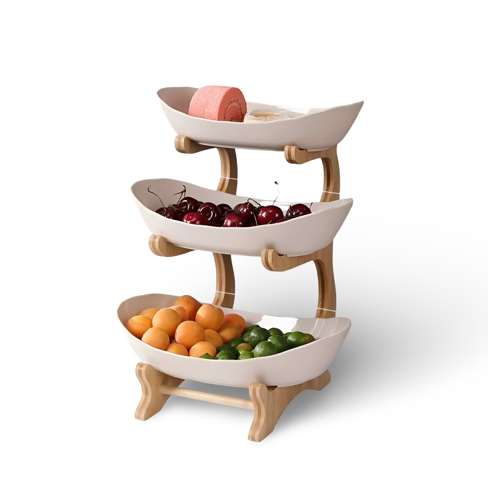 Fruitmand 3 Etages Houten Standaard Met Schalen Keuken Organizer | Restfield