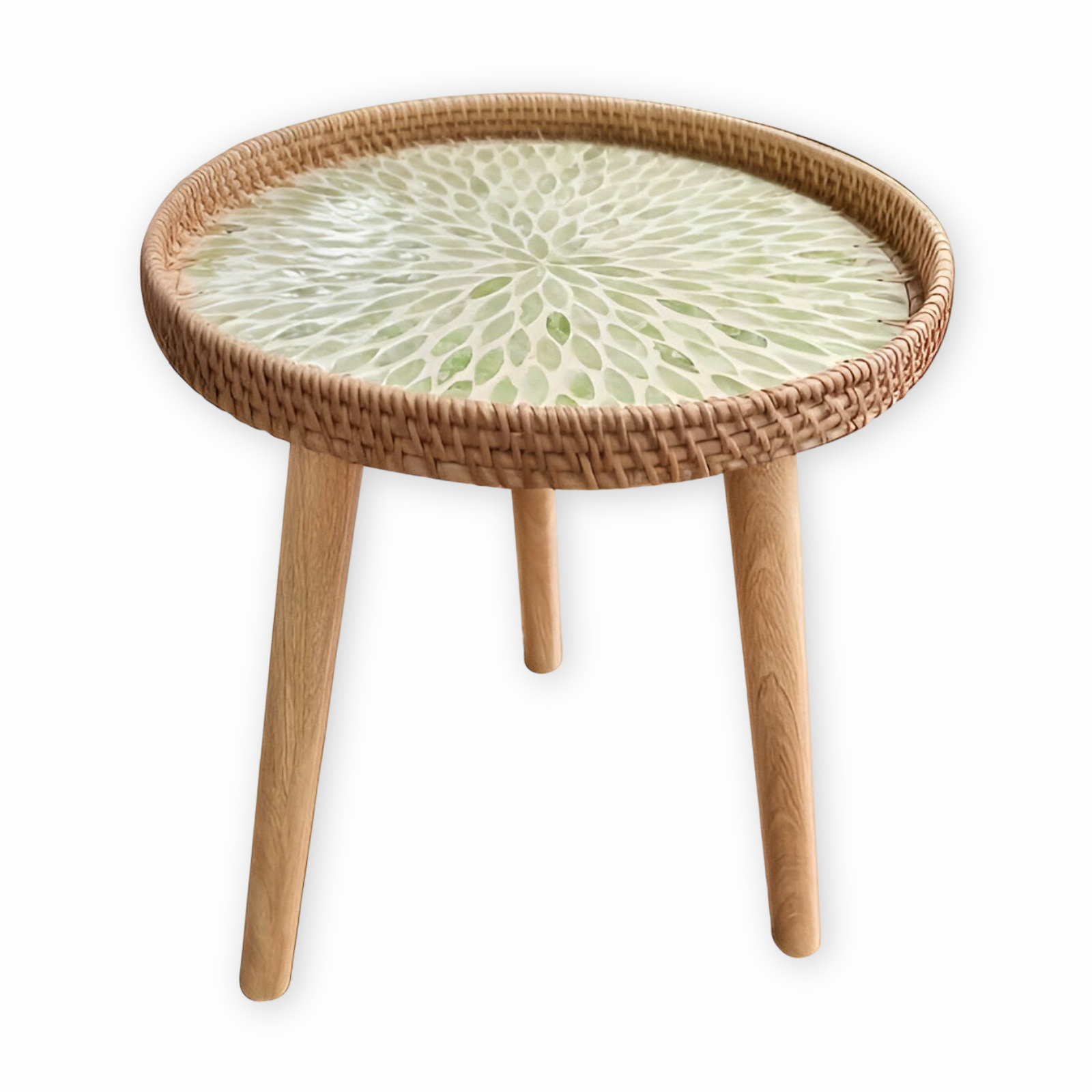 Ronde Bijzettafel Rattan Hout Scandinavisch 35x40cm Driepoot | Restfield