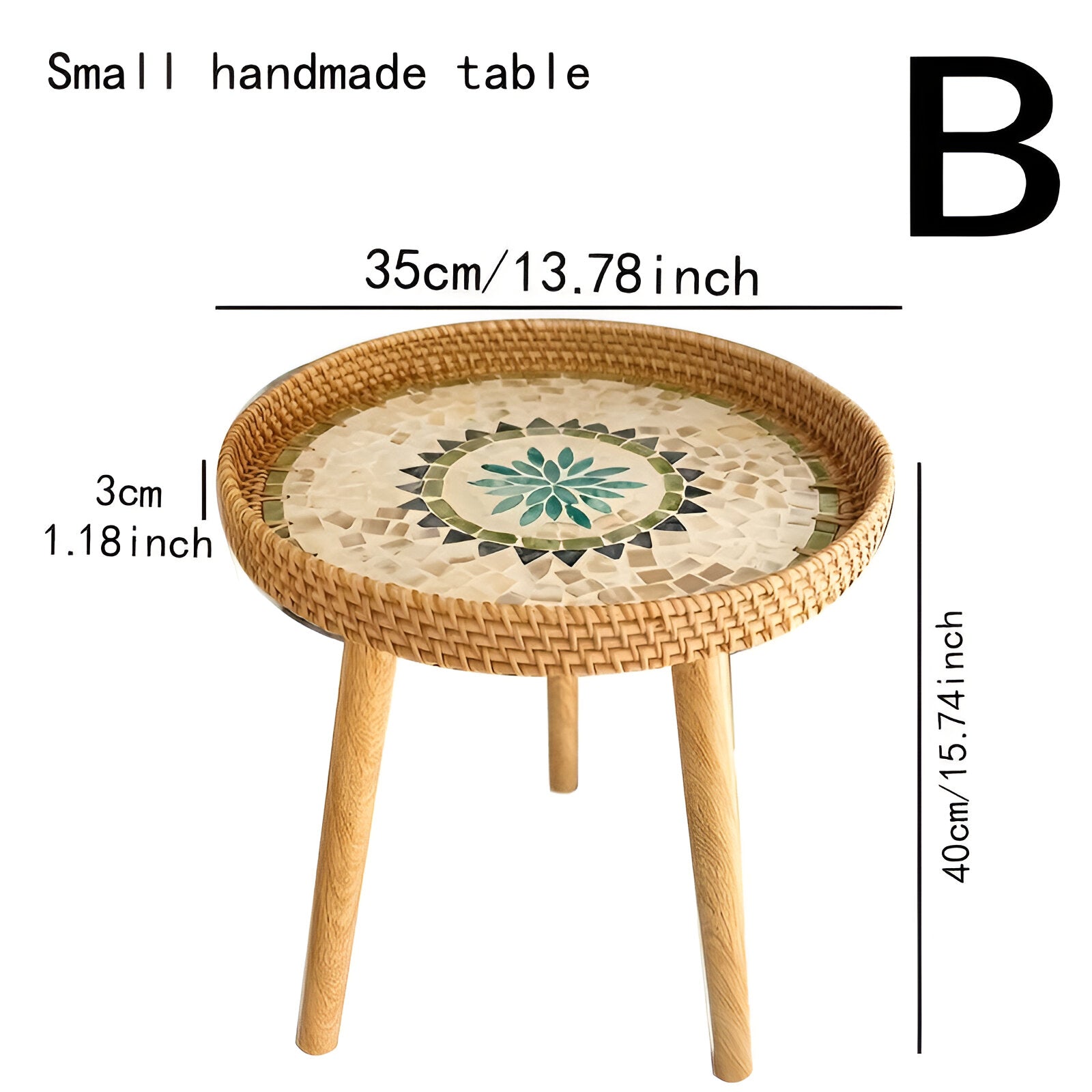 Ronde Bijzettafel Rattan Hout Scandinavisch 35x40cm Driepoot | Restfield