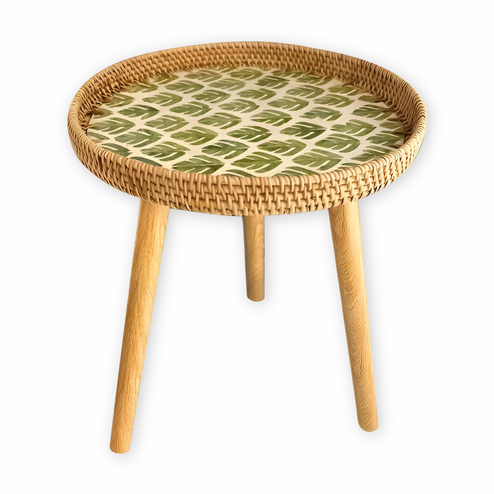 Ronde Bijzettafel Rattan Hout Scandinavisch 35x40cm Driepoot | Restfield