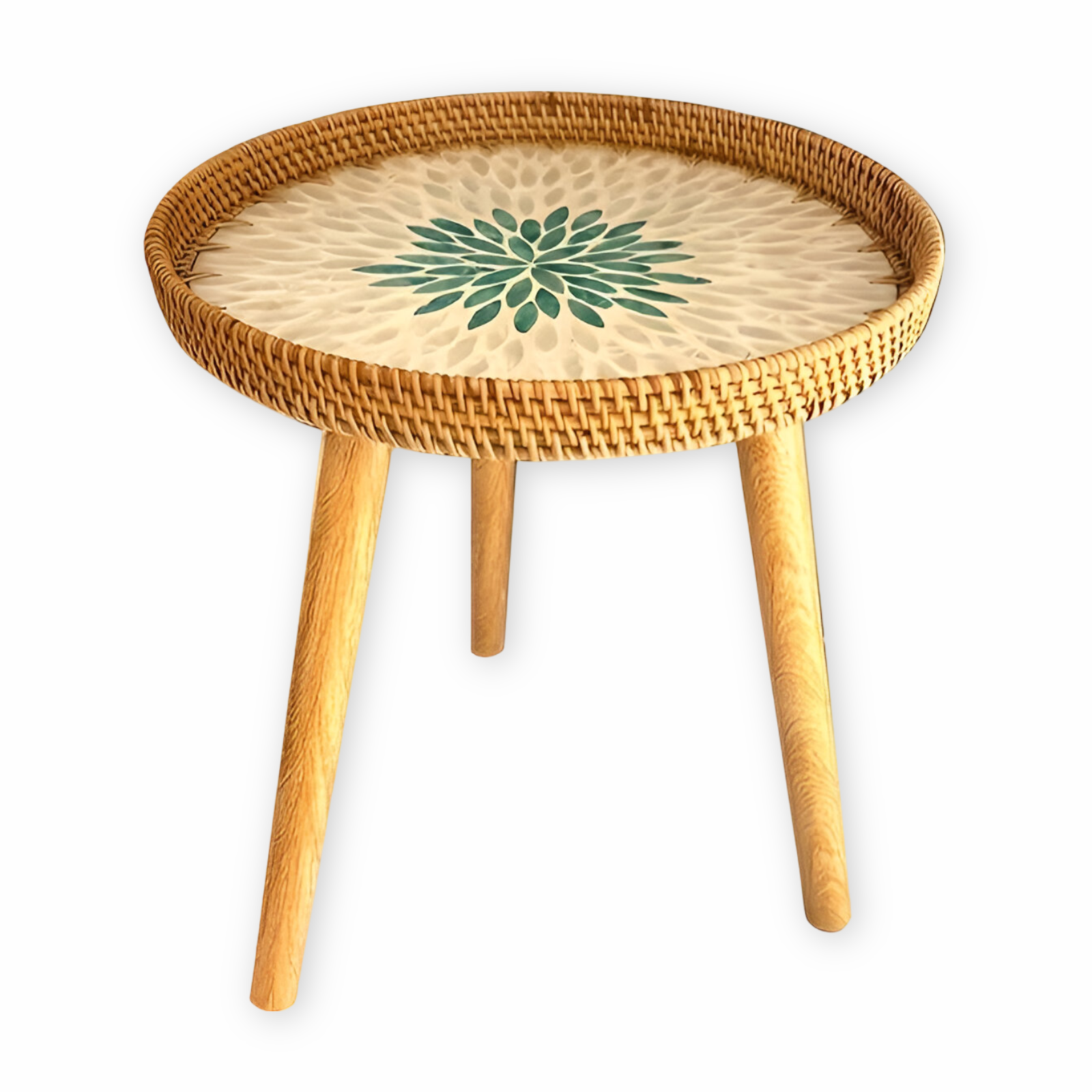 Ronde Bijzettafel Rattan Hout Scandinavisch 35x40cm Driepoot | Restfield