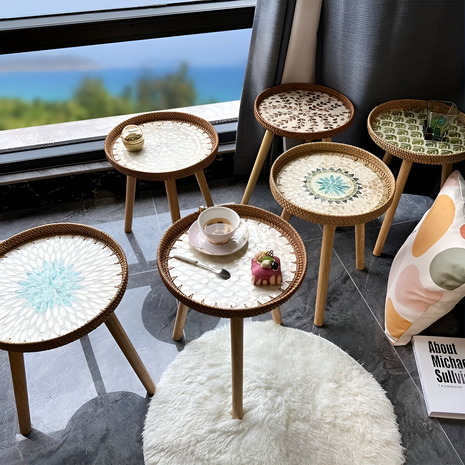 Ronde Bijzettafel Rattan Hout Scandinavisch 35x40cm Driepoot | Restfield