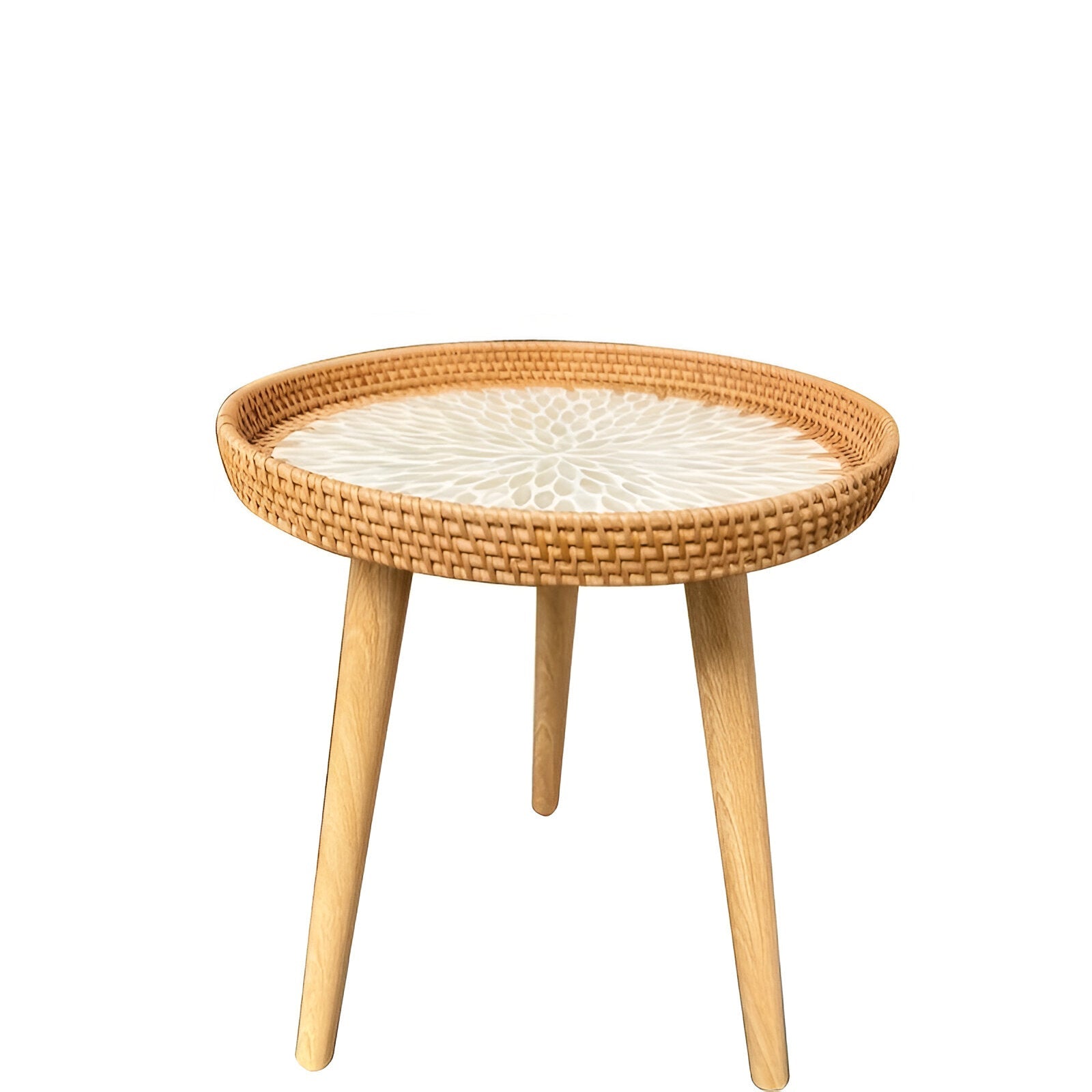 Ronde Bijzettafel Rattan Hout Scandinavisch 35x40cm Driepoot | Restfield