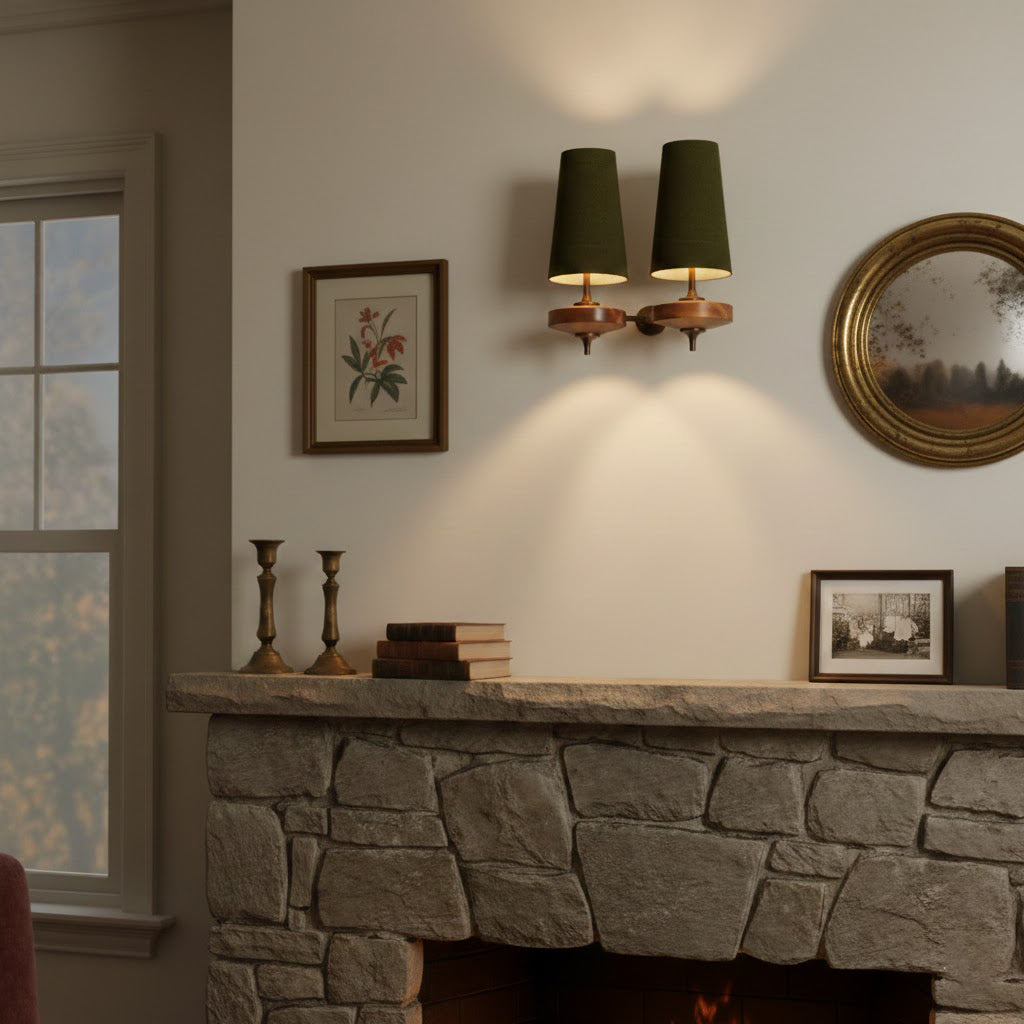 Design Wandlamp Met Houten Details En Stoffen Kap Geïnspireerd Op De Nikau Palm | Restfield