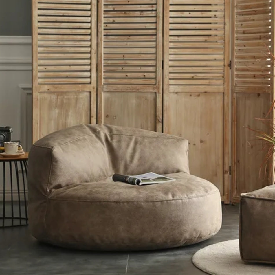 Zitzak Rond Kunstleer Modern 100cm Retro Leer Kinderen Volwassenen Binnen