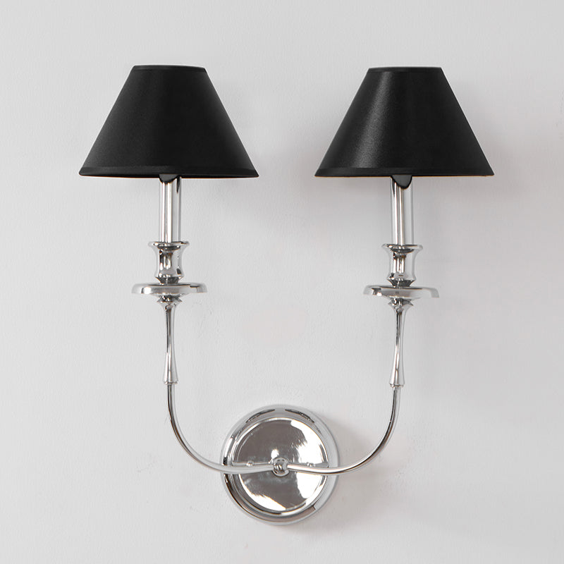 Moderne Wandlamp met Zwarte Stoffen Kap in Messing, Nikkel of Zwart – 1 of 2 Lichtpunten Design Verlichting | Restfield