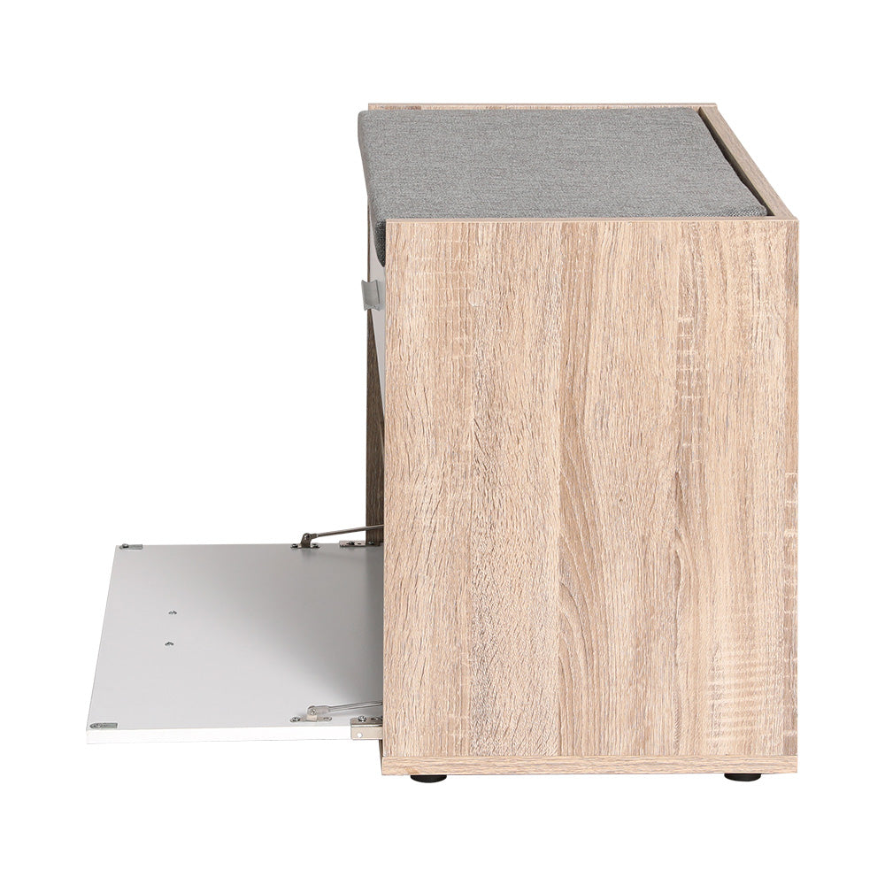 Schoenenbank met Opbergruimte en Lade – Wit Hout Schoenenkast met Zitkussen voor Hal en Entree | Restfield