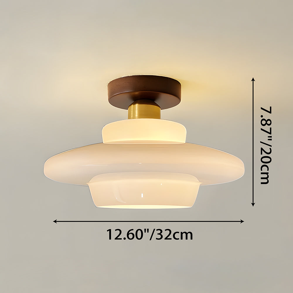 Deckenleuchte Walnussholz Glas Skandinavisch E27 Flur Gang Küche Esszimmer Nordic Natur Kupfer | Restfield