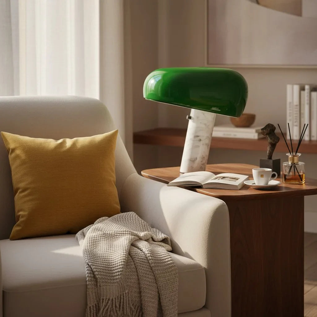 Design Tafellamp met Marmeren Voet – Warm Licht voor Woonkamer & Slaapkamer | Restfield