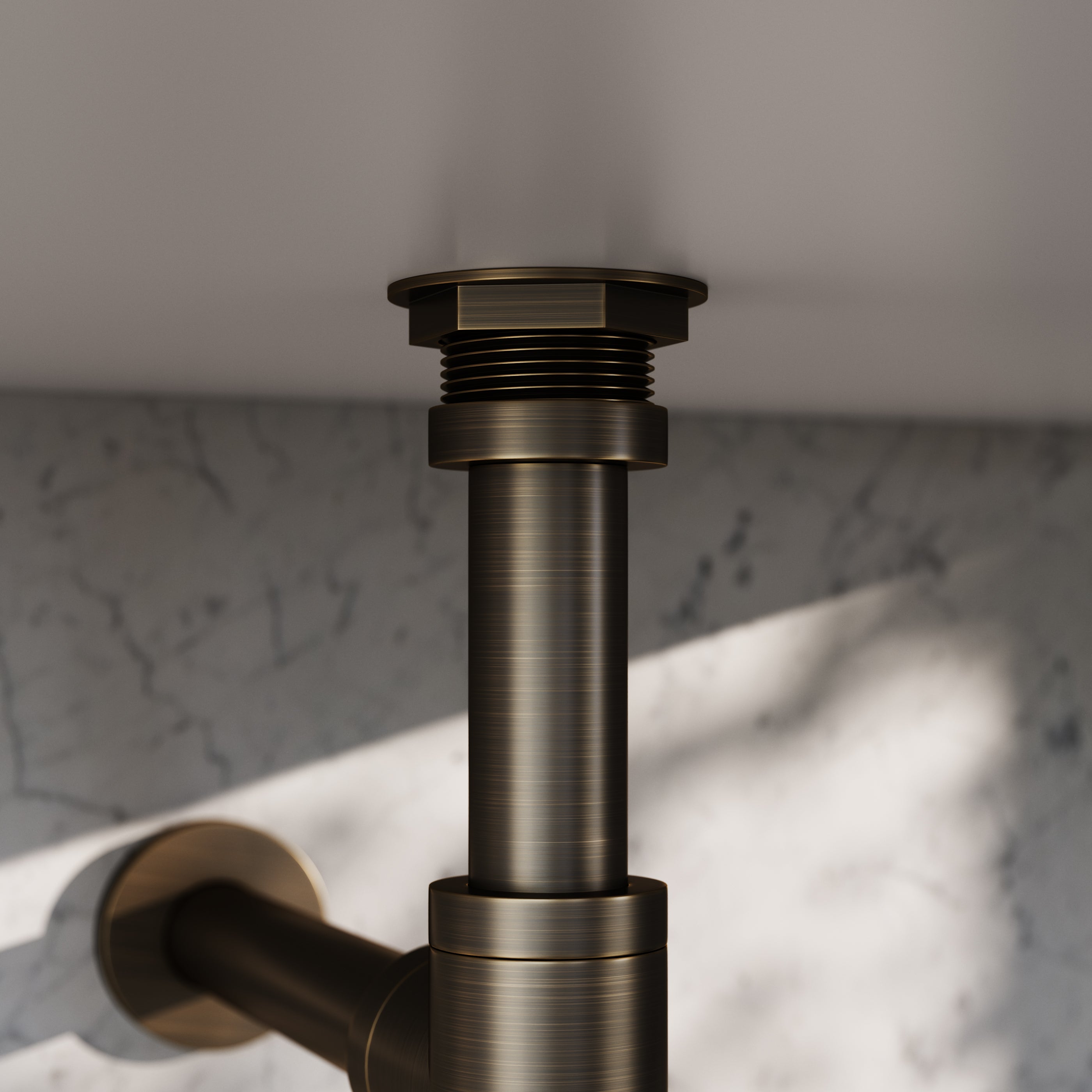 Sifon Wastafel Rond Geborsteld Brons Design Afvoer Badkamer Inkortbaar Complete Set