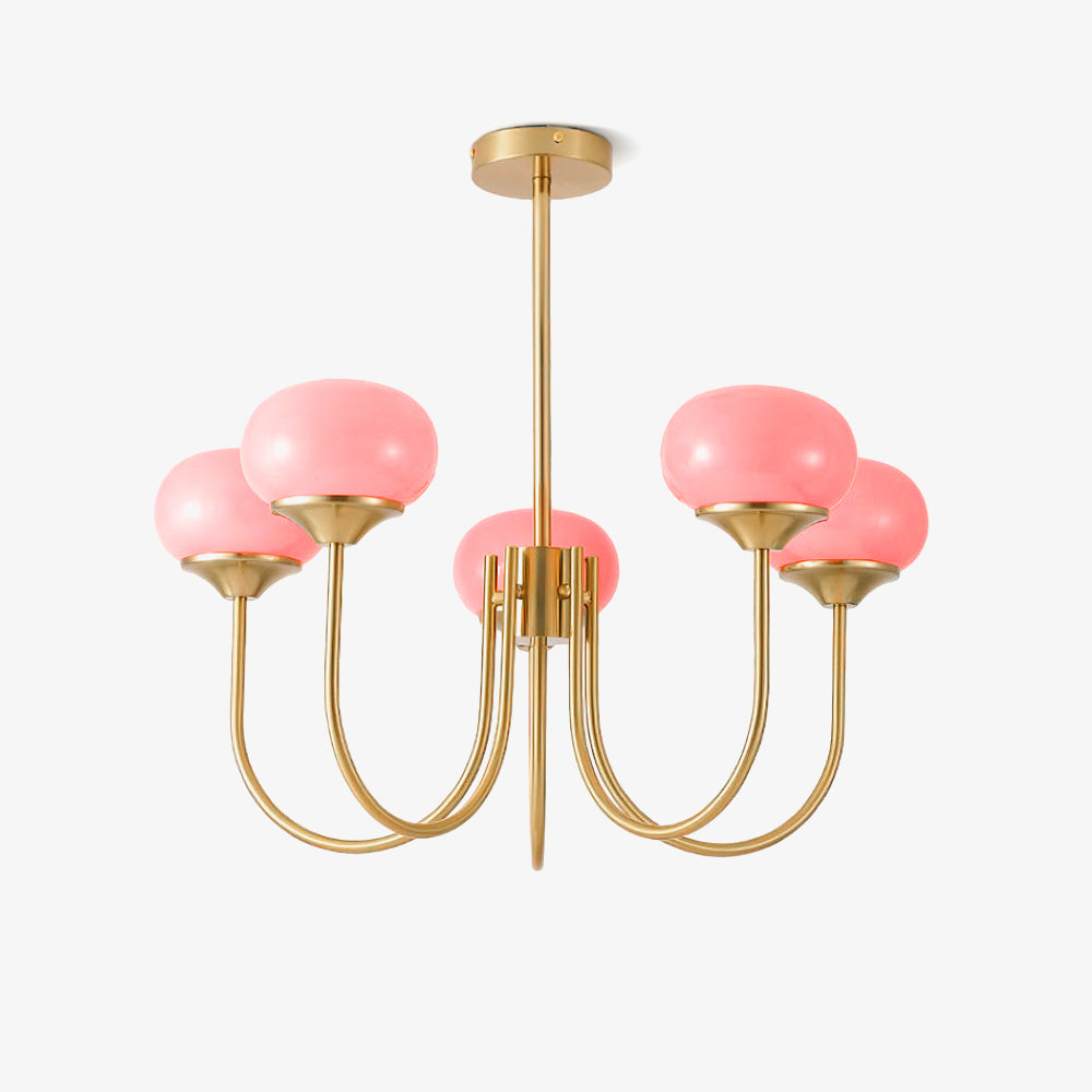 Glazen Kroonluchter Met Roze Witte Of Creme Bollen En Gouden Of Chromen Frame Moderne Design Kroonluchter Met 3 Of 5 Lichtpunten Voor Woonkamer En Eetkamer | Restfield