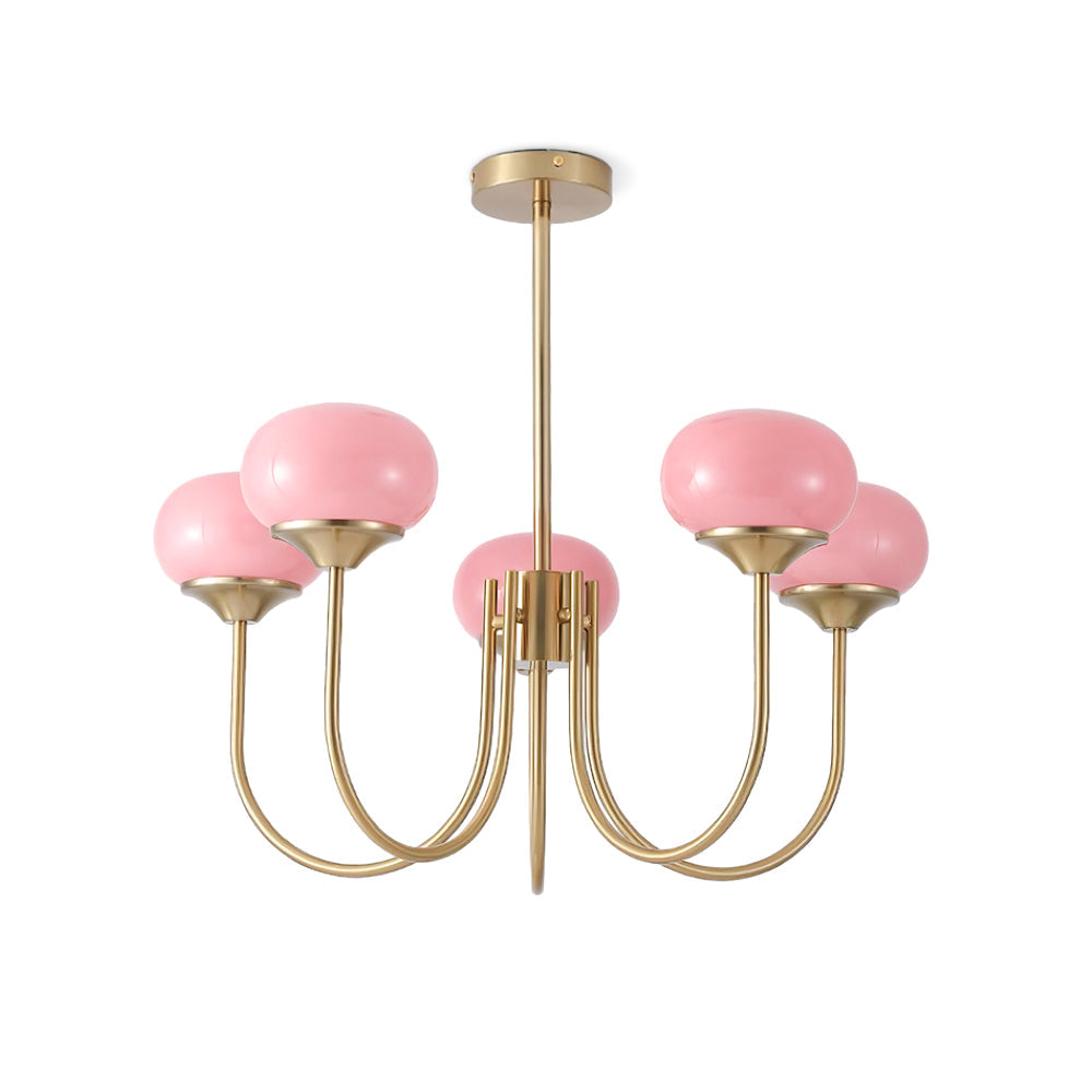 Glazen Kroonluchter Met Roze Witte Of Creme Bollen En Gouden Of Chromen Frame Moderne Design Kroonluchter Met 3 Of 5 Lichtpunten Voor Woonkamer En Eetkamer | Restfield