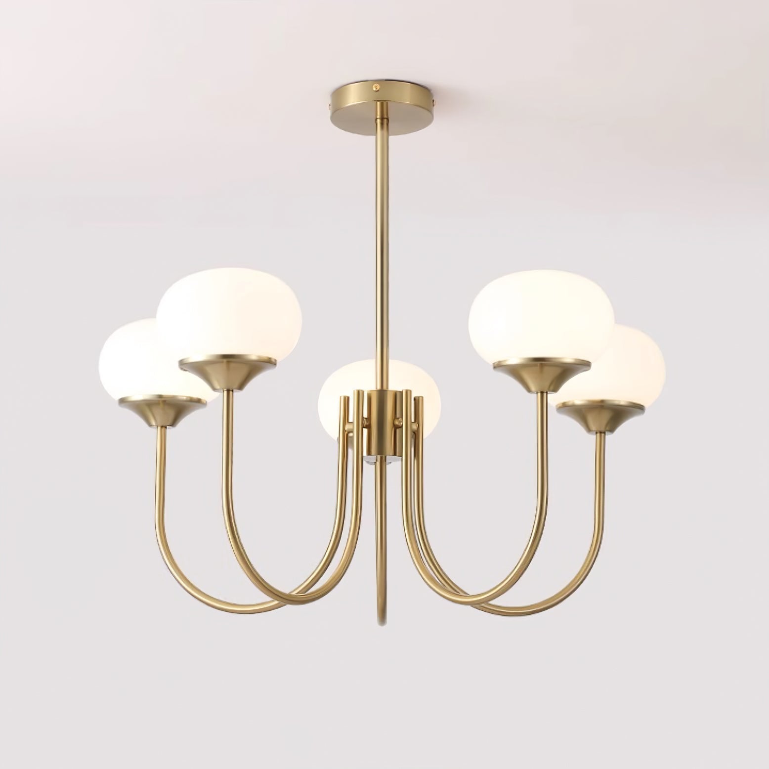 Glazen Kroonluchter Met Roze Witte Of Creme Bollen En Gouden Of Chromen Frame Moderne Design Kroonluchter Met 3 Of 5 Lichtpunten Voor Woonkamer En Eetkamer | Restfield