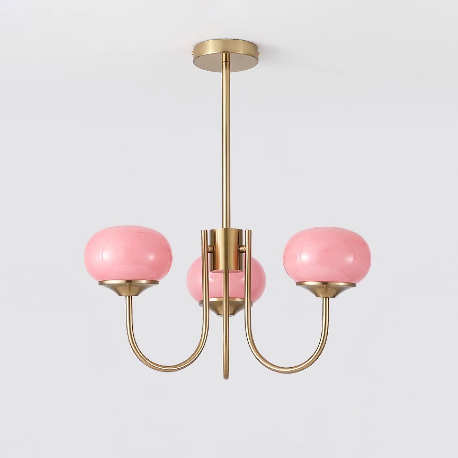 Glazen Kroonluchter Met Roze Witte Of Creme Bollen En Gouden Of Chromen Frame Moderne Design Kroonluchter Met 3 Of 5 Lichtpunten Voor Woonkamer En Eetkamer | Restfield