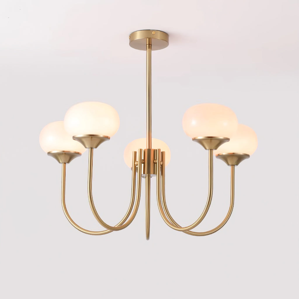 Glazen Kroonluchter Met Roze Witte Of Creme Bollen En Gouden Of Chromen Frame Moderne Design Kroonluchter Met 3 Of 5 Lichtpunten Voor Woonkamer En Eetkamer | Restfield