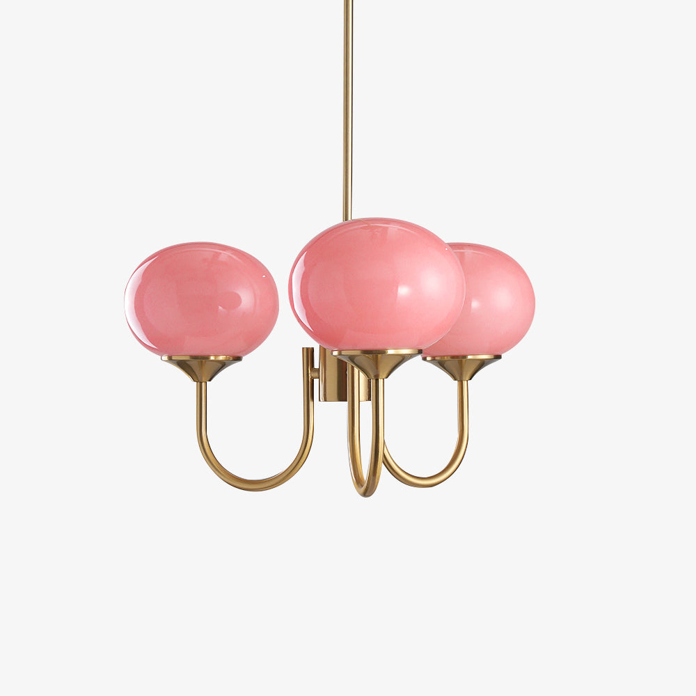 Glazen Kroonluchter Met Roze Witte Of Creme Bollen En Gouden Of Chromen Frame Moderne Design Kroonluchter Met 3 Of 5 Lichtpunten Voor Woonkamer En Eetkamer | Restfield