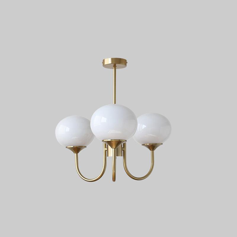 Glazen Kroonluchter Met Roze Witte Of Creme Bollen En Gouden Of Chromen Frame Moderne Design Kroonluchter Met 3 Of 5 Lichtpunten Voor Woonkamer En Eetkamer | Restfield