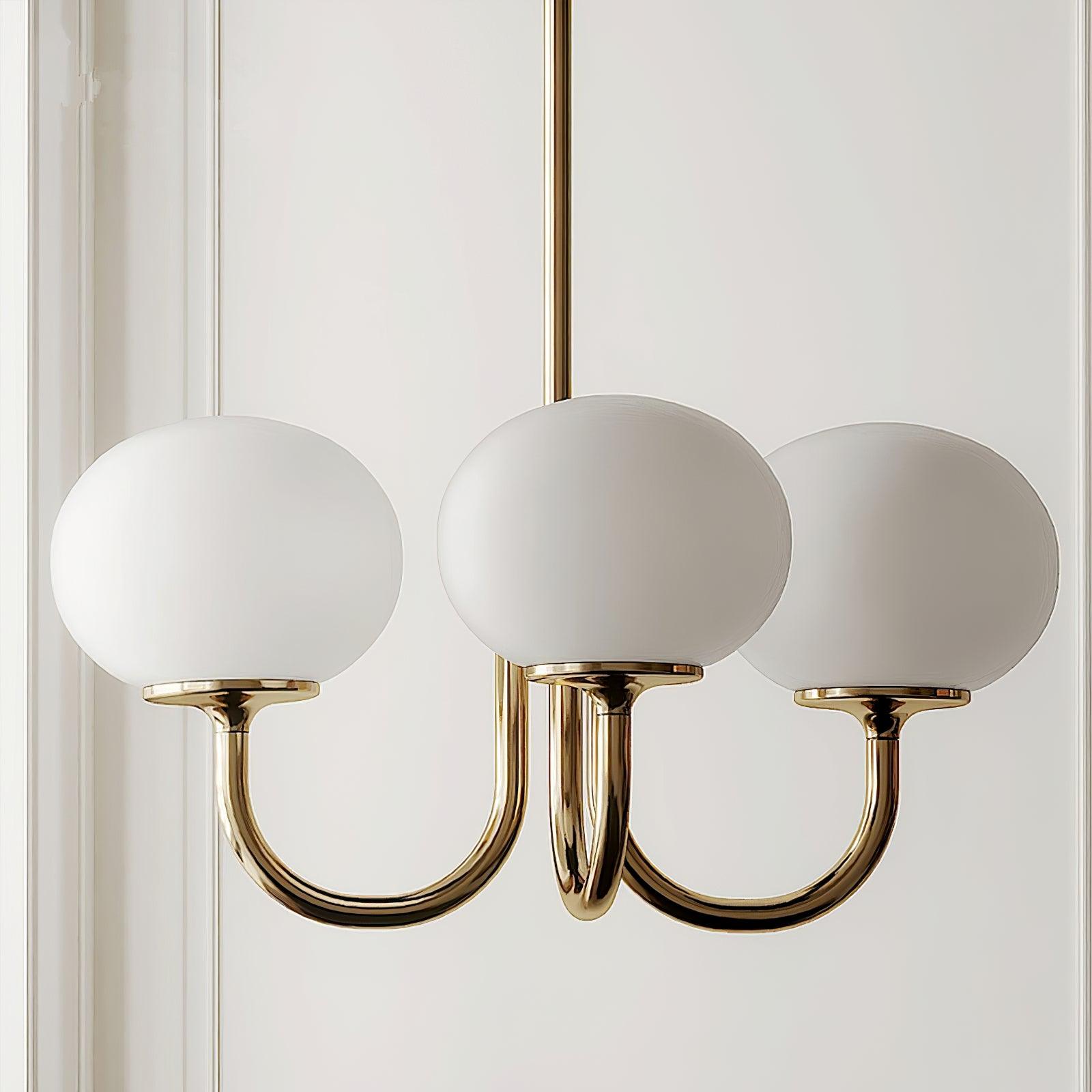 Glazen Kroonluchter Met Roze Witte Of Creme Bollen En Gouden Of Chromen Frame Moderne Design Kroonluchter Met 3 Of 5 Lichtpunten Voor Woonkamer En Eetkamer | Restfield