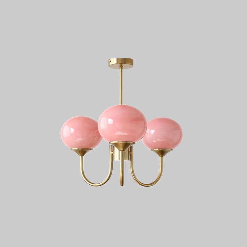 Glazen Kroonluchter Met Roze Witte Of Creme Bollen En Gouden Of Chromen Frame Moderne Design Kroonluchter Met 3 Of 5 Lichtpunten Voor Woonkamer En Eetkamer | Restfield