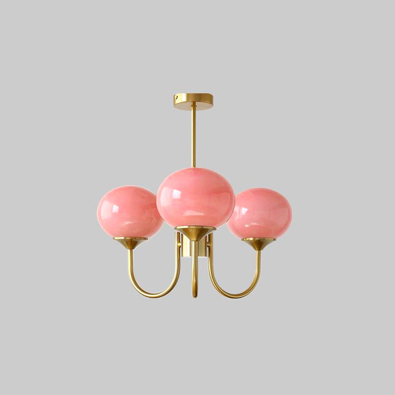 Glazen Kroonluchter Met Roze Witte Of Creme Bollen En Gouden Of Chromen Frame Moderne Design Kroonluchter Met 3 Of 5 Lichtpunten Voor Woonkamer En Eetkamer | Restfield