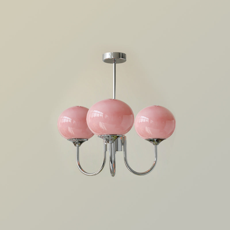 Glazen Kroonluchter Met Roze Witte Of Creme Bollen En Gouden Of Chromen Frame Moderne Design Kroonluchter Met 3 Of 5 Lichtpunten Voor Woonkamer En Eetkamer | Restfield