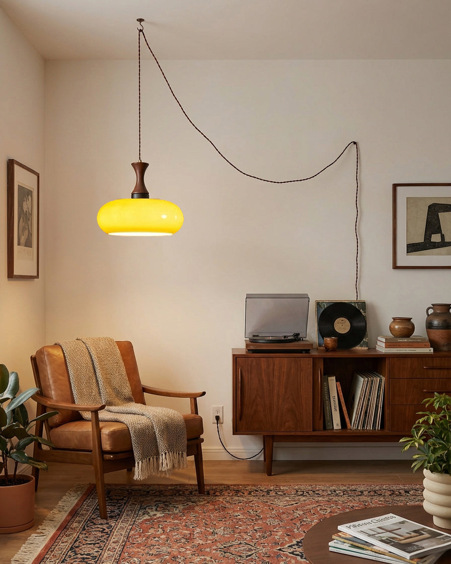 Amber glazen hanglamp – warme sfeerverlichting voor woonkamer en eetkamer | Restfield