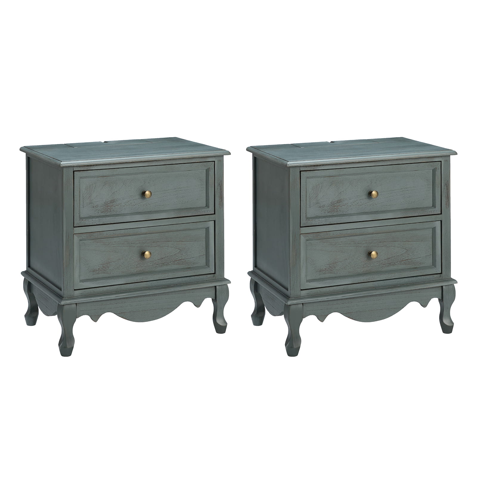 Franse Landelijke Bijzettafel Met 2 Lades En Geïntegreerd Oplaadstation Voor Woonkamer | Restfield